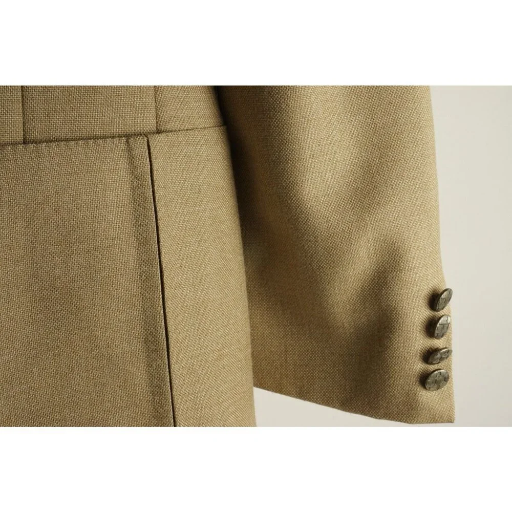 Lanvin Men's 40R Light Brown Woven Wool‎ Notch Lapel Two Metal Button Sport Coat